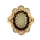 10K Gold Opal Garnet Ring