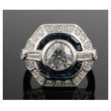 Platinum Diamond & Sapphire Ring