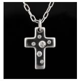 TIFFANY 18k Gold Diamonds Cross Necklace