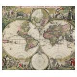 Antique World Map Etching "Nova Orbis Tabula"