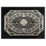 14k White Gold Art Deco Filigree Diamond Pin