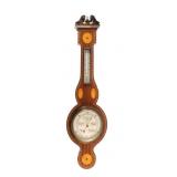 English Inlaid Banjo Barometer & Thermometer