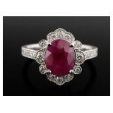Platinum Burmese Ruby & Diamond Ring