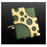 14K Gold Jade Modernist Ring
