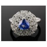 Platinum Blue Sapphire & Diamond Ring