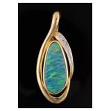14K Gold Diamond Opal Pendant Enhancer