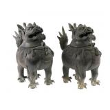 Chinese Bronze Palace Foo Dog Incense Burners