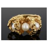 14K Gold Pearl Statement Ring