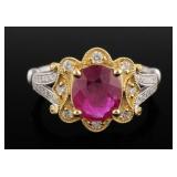 18K Yellow & White Gold Ruby & Diamond Ring