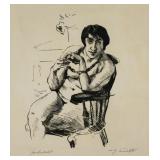 LOVIS CORINTH Seated Female Nude Litho