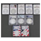 (10) Graded American Silver Eagles