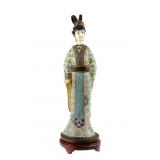 Chinese Cloisonne & Ivory Woman Figure