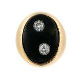 14K Gold Diamond & Onyx Ring