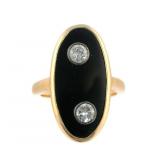 14K Gold Diamond & Onyx Ring