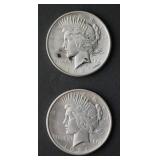 (2) 1921 High Relief Peace Silver Dollars
