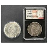 (2) Morgan Silver Dollars 1884CC