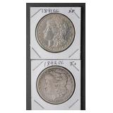 (2) Morgan Silver Dollars 1891CC 1892CC