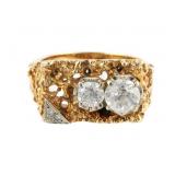 14K Gold Nugget Ring with Diamonds