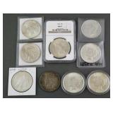 (9) Silver Peace Dollars
