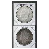 (2) Morgan Silver Dollars 1882CC 1883CC
