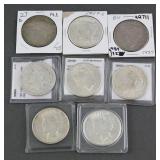 (8) 1927 Peace Silver Dollars