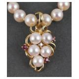 14K Diamond Ruby Pearl Enhancer & Necklace