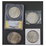 (4) 1925 Peace Silver Dollars