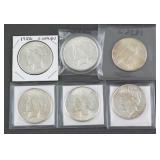 (6) 1926 Peace Silver Dollars