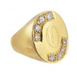 14K Gold Diamond Signet Ring