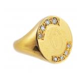 14K Gold Diamond Initial Ring