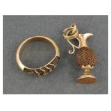 Mourning Hair Jewelry Fob and Ring