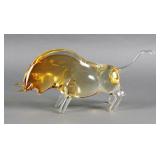 MURANO AMBER ART GLASS BULL SCULPTURE