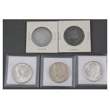 (5) HALF DOLLARS BARBER COLUMBIAN KENNEDY