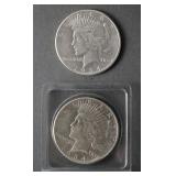 (2) 1934-S SILVER PEACE DOLLARS