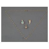 (3) PENDANTS & 14K GOLD NECKLACE CHAIN