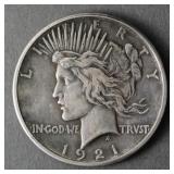 1921 HIGH RELIEF PEACE SILVER DOLLAR