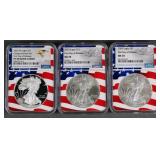 (3) 2020 SILVER EAGLES NGC MS70-PF70