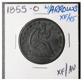 1855-O SEATED LIBERTY HALF DOLLAR W/ ARROWS