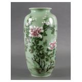 CHINESE CELADON VASE WITH RAISED BLOSSOMS
