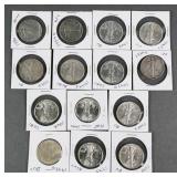 (12) SILVER WALKING LIBERTY HALF DOLLARS
