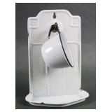 ANTIQUE GERMAN ENAMEL SOAP LEDGE W/ CUP