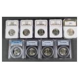 (9) SILVER FRANKLIN HALF DOLLARS PCGS NGC PCI