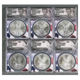 (6) 2021 SILVER EAGLES ANACS MS70