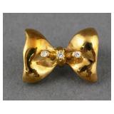 18K GOLD DIAMOND BOW BROOCH PENDANT