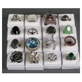 (16) STERLING & FASHION RINGS