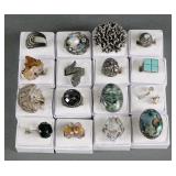 (16) STERLING RINGS 209.3 GRAMS TW