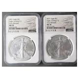 (2) 2021 EAGLE LANDING T-2 MS70 EARLY RELEASES