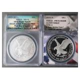 (2) 2021 SILVER EAGLES ANACS PR70 MS70