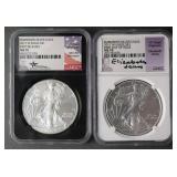 (2) 2017 BURNISHED EAGLES MS70 SIGNED