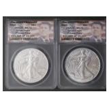 (2) 2025 SILVER EAGLES ANACS MS70